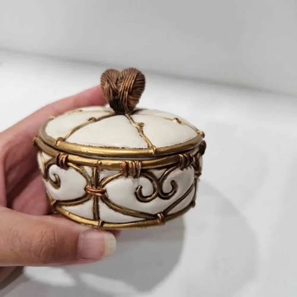 White Gold Copper colored Heart Trinket Box